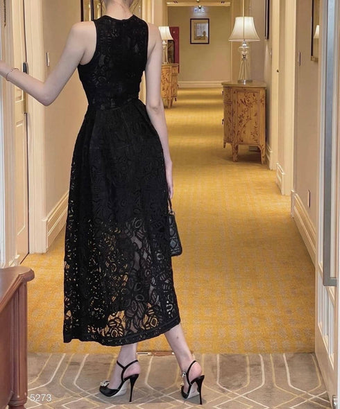 Lacey Embroider Sleeveless Maxi Dresses